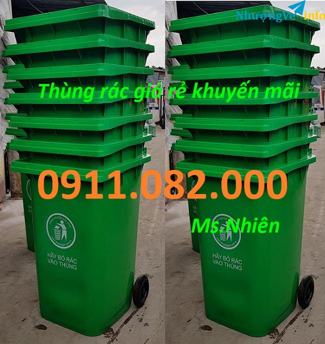 Ảnh Hạ giá cuối năm thùng rác nhựa- xả kho thùng rác 120 lít 240 lít giá rẻ tại trà vinh- lh 0911082000