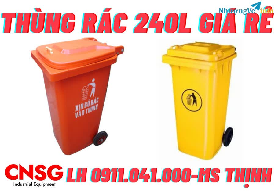 Ảnh Thùng rác giá siêu rẻ, Thùng rác 120 lít nhựa HDPE- Composite lh 0911041000
