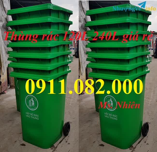 Ảnh Thùng rác nhựa giá sỉ lẻ- Cung cấp số lượng thùng rác 120l 240l 660l giá rẻ- lh 0911082000