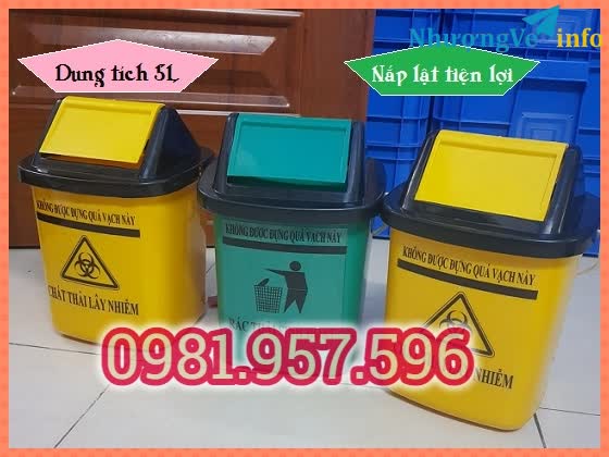 Ảnh Thùng rác bệnh viện 5L, thùng rác nắp lật 5L, thùng rác Y tế 5L