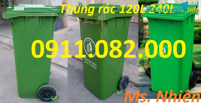 Ảnh Nơi sản xuất và cung cấp thùng rác giá rẻ- thùng rác 120l 240l 660l- lh 0911082000