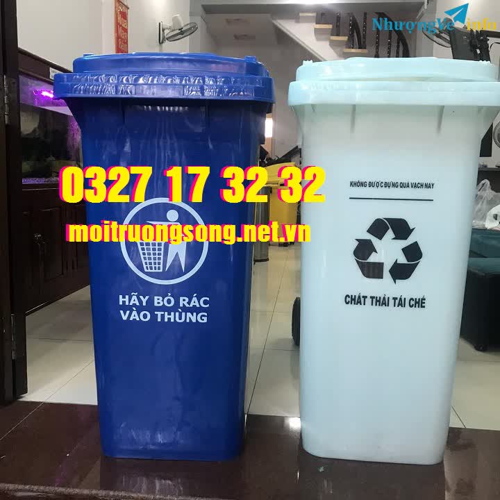 Ảnh Thanh lý thùng rác 120l hdpe 2 có bánh xe giá rẻ