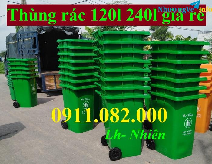 Ảnh Thùng rác môi trường, công cộng giá rẻ, thùng rác 120l 240l giá cạnh tranh- lh 0911082000
