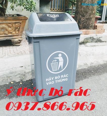 Ảnh Thùng đựng rác 60l có nắp,thùng gom rác điểm công cộng, thùng rác rác hộ gia đình