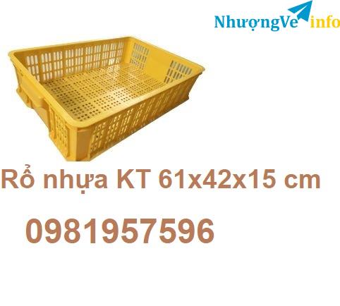 Ảnh Sóng nhựa hở công nghiệp, rổ nhựa có kích thước 61x42x15 cm