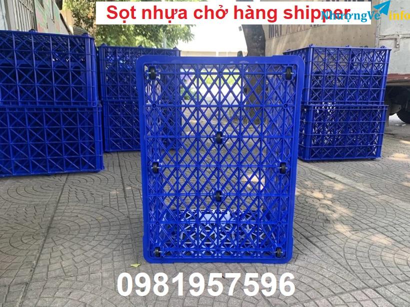 Ảnh Sọt nhựa chở hàng xe máy, sọt 8 bánh xe, hàng sẵn kho