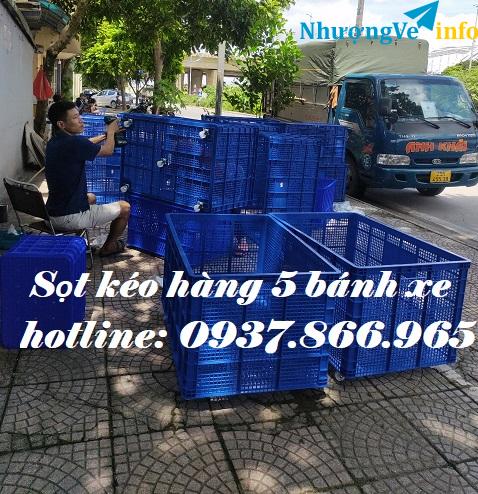 Ảnh Đại lý phân phối sóng kẻ, sọt có 5 bánh xe to, sọt nhựa hở tại hà nội, sóng kẻ có bánh