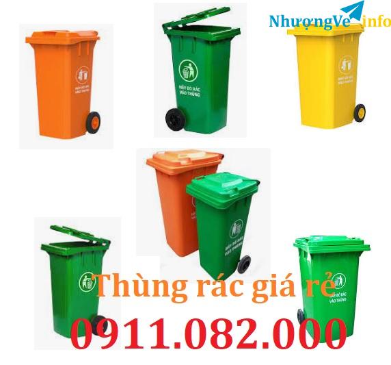 Ảnh Thùng rác nhựa giá tốt- thùng rác 120l 240l 660l màu xanh, cam giá rẻ tại miền tây- lh 0911082000