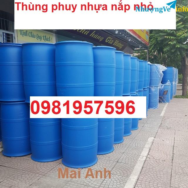 Ảnh Phuy nhựa nắp kín 220 lít làm bè nổi nuôi cá, nhà chống lũ hiệu quả an toàn