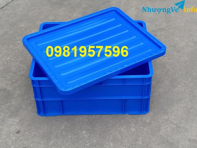 Ảnh Thùng nhựa có nắp, thùng nhựa đặc kích thước: 520 x 424 x 220 mm