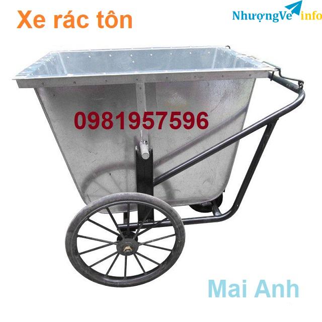 Xe gom rác 500L bằng tôn chắc chắn chịu tải tốt