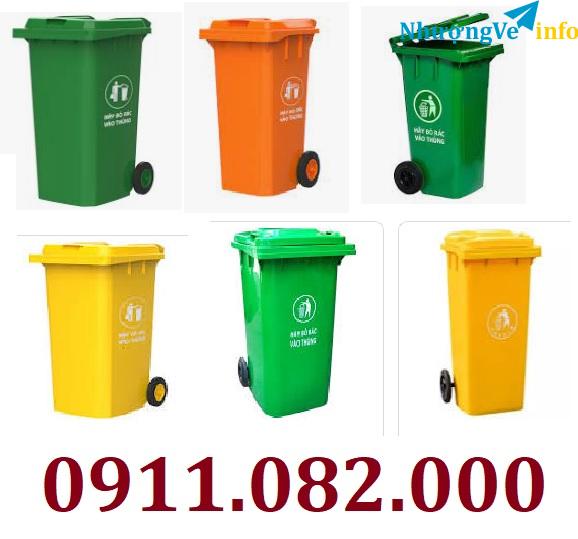 Ảnh Thùng rác hàng nhập khẩu giá rẻ, thùng rác 120l 240l màu xanh, cam, vàng giá sỉ- lh 0911082000