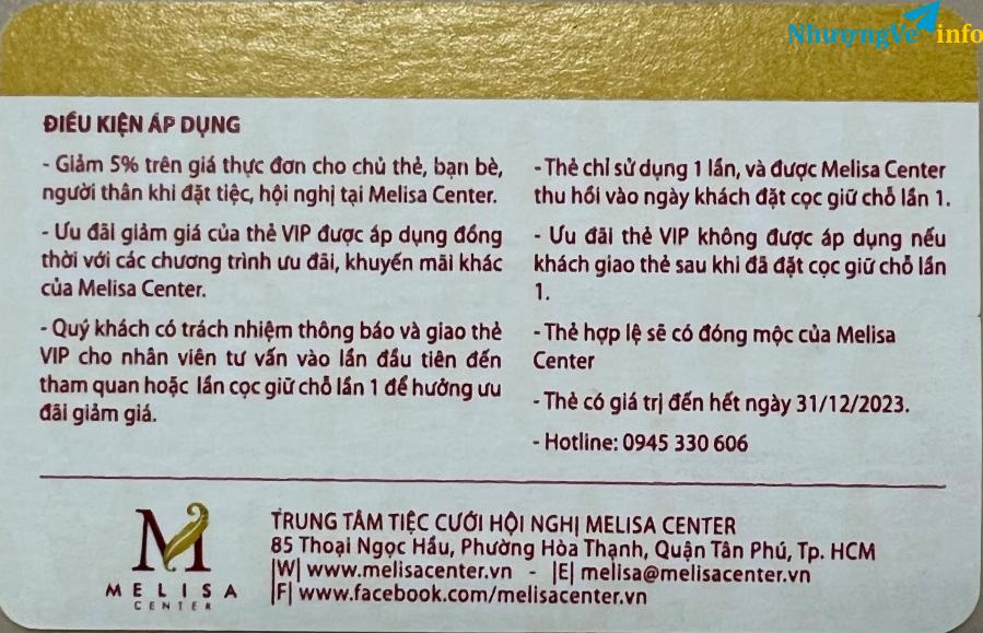 Ảnh Vip card giảm 5% nhà hàng Melisa