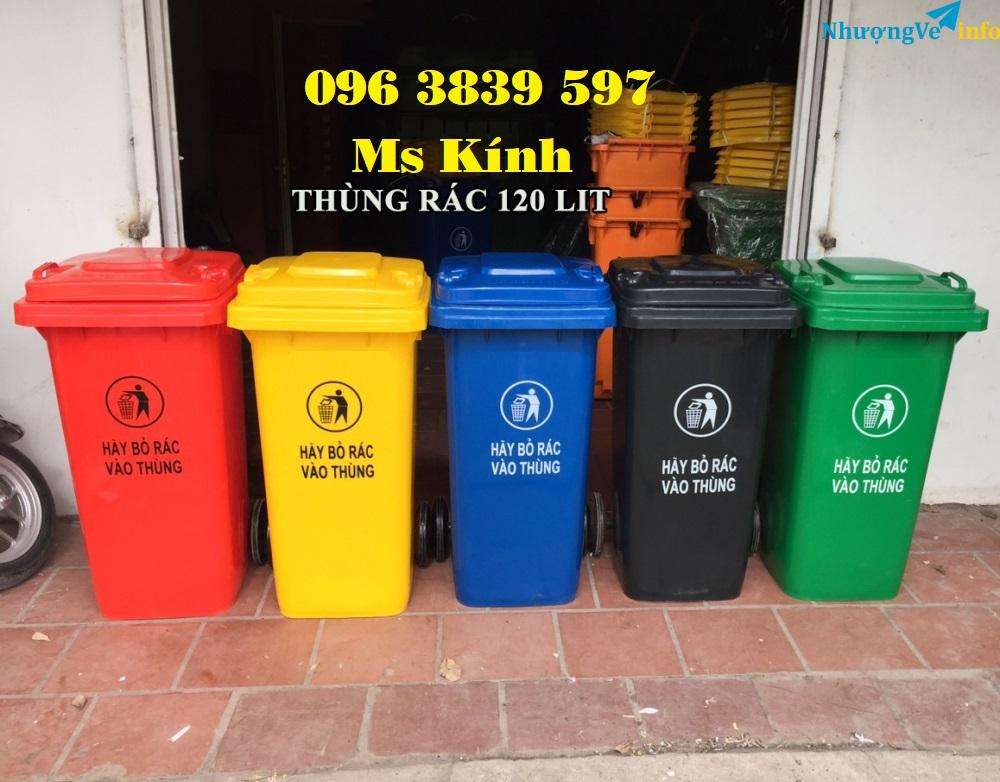 Ảnh Giá thùng rác nhựa 120 lít đựng rác thải gia đình, công cộng - 096 3839 597 Ms Kính
