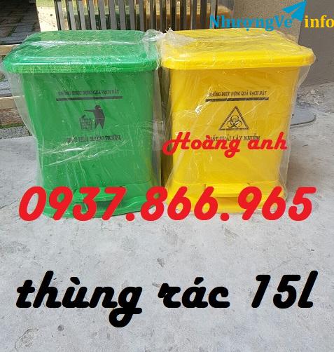 Ảnh Thùng rác nhựa HPDE 15l, thùng rác các loại, bán thùng rác đạp chân tại hà nội