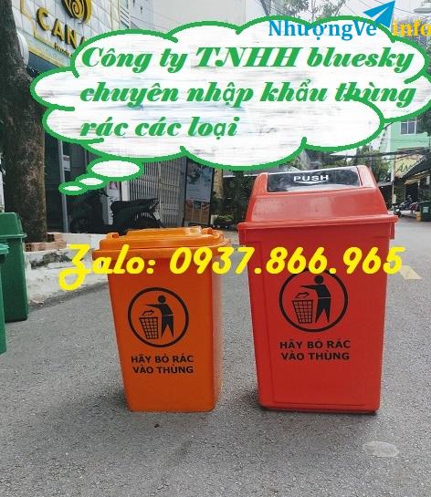 Ảnh Thùng đựng rác 60l nắp lật, thùng rác, thùng 60l, thùng đựng rác 60l, thùng rác nhựa