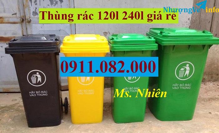 Ảnh Chuyên cung cấp thùng rác nhựa giá rẻ- thùng rác nắp kin 120l 240l 660l- lh 0911082000