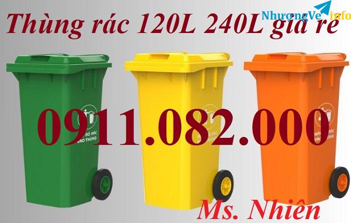 Ảnh Chuyên sỉ thùng rác giá rẻ- thùng rác 120l 240l 660l màu xanh- lh 0911082000