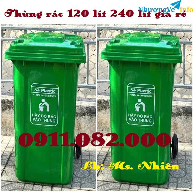Ảnh Cung cấp thùng rác giá rẻ uy tín, thùng rác 120l 240l nắp kín đủ màu- lh 0911082000