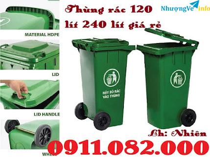 Ảnh Giá rẻ thùng rác nhựa 120l 240l 660l- thùng rác màu xanh, cam, vàng- lh 0911082000