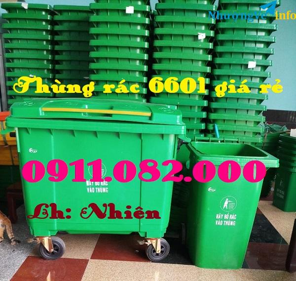 Ảnh Chuyên sỉ lẻ thùng rác giá rẻ- thùng rác 120l 240l 660l màu xanh giá sỉ tại miền tây- lh 0911082000