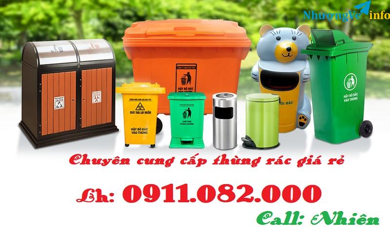 Ảnh Đại hạ giá thùng rác nhựa giá rẻ- Thùng rác 120l 240l 660l màu xanh- 0911082000