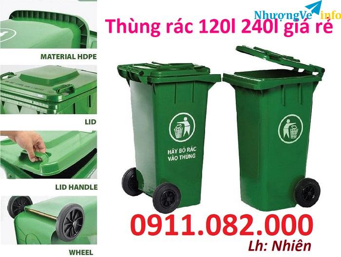 Ảnh Sỉ lẻ thùng rác 120l 240L 660L giá rẻ tại cần thơ - thùng rác ngăn phân loại đủ kích thước- lh 0911082000