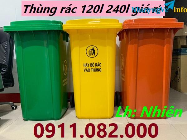 Ảnh Bán thùng rác nhỏ , thùng rác lớn giá rẻ- thùng rác 120l 240l 660l giá rẻ nhất miền tây- lh 0911082000