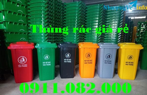 Ảnh Sỉ lẻ các mẫu thùng rác nhựa giá rẻ tại an giang- thùng rác 120l 240l 660l chính hãng- lh 0911082000