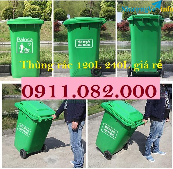 Ảnh Cung cấp thùng rác giá rẻ- thùng rác đủ màu, nhựa dày chất lượng, thùng rác 120l 240l- lh 0911082000