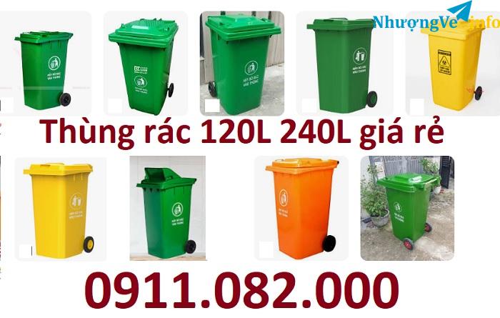 Ảnh Bộ đôi thùng rác 120l và 240 lít giá rẻ- thùng rác môi trường giá sỉ- lh 0911082000