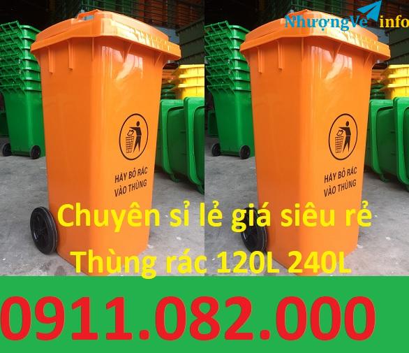 Ảnh Liên hệ 0911082000 để mua thùng rác nhựa, thùng rác 120l, 240l giá rẻ cạnh tranh