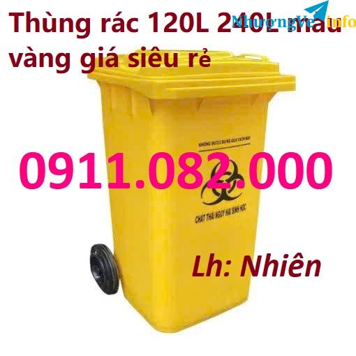 Ảnh Giá rẻ thùng rác 120l 240l màu xanh, cam, vàng- lh 091108200 báo giá trực tiếp