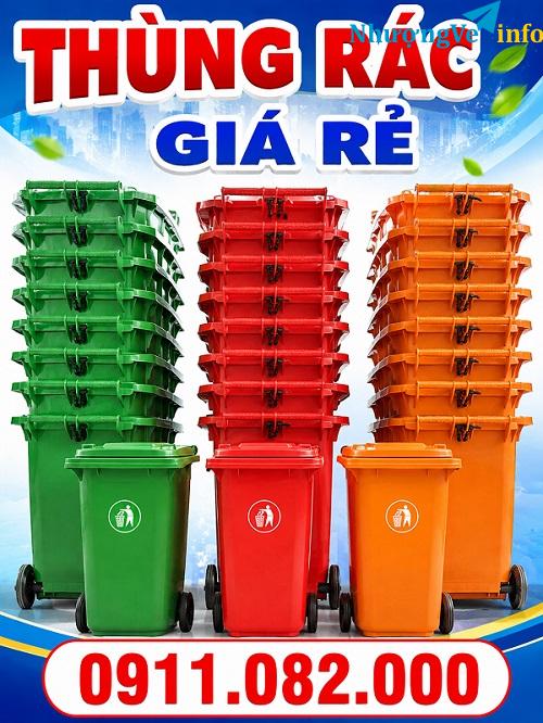 Ảnh Thùng rác bảo vệ môi trường giá rẻ- thùng rác 120l 240l 660l nắp kín- lh 0911.082.000